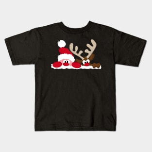 Merry Christmas Santa & Reindeer Kids T-Shirt